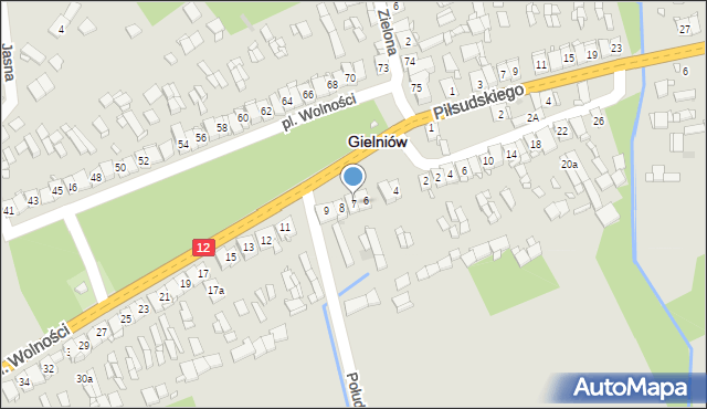 Gielniów, Plac Wolności, 7, mapa Gielniów