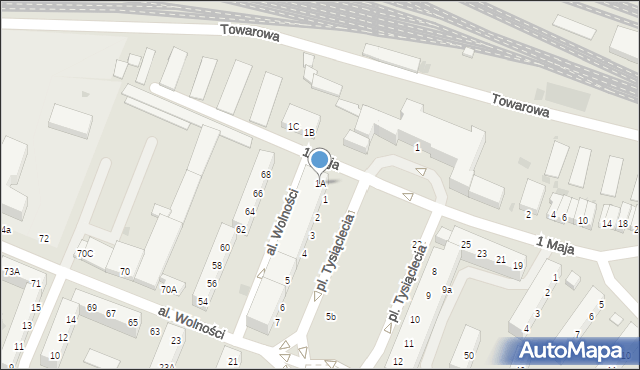 Głogów, Plac Tysiąclecia, 1A, mapa Głogów