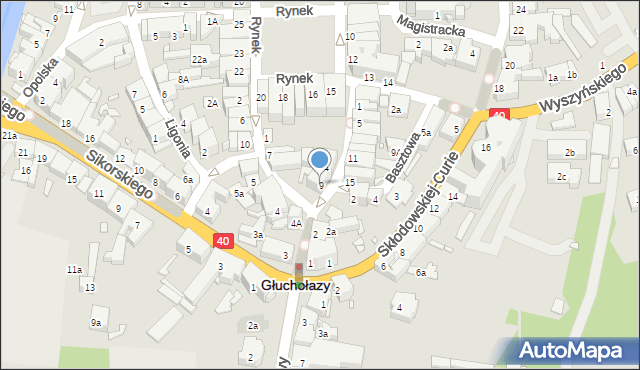 Głuchołazy, Plac Basztowy, 9, mapa Głuchołazy