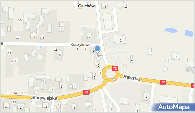 Głuchów, Plac Kościuszki Tadeusza, gen., 3, mapa Głuchów