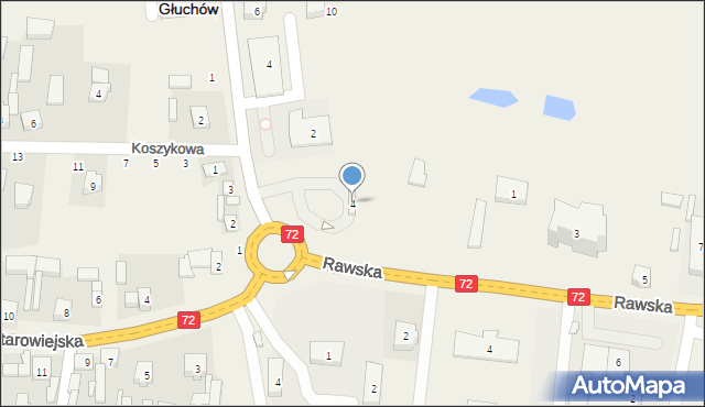 Głuchów, Plac Kościuszki Tadeusza, gen., 4, mapa Głuchów