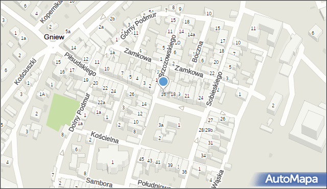 Gniew, Plac Grunwaldzki, 16, mapa Gniew