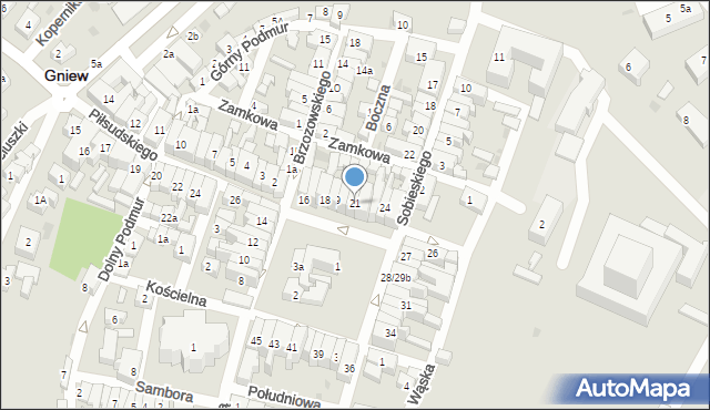 Gniew, Plac Grunwaldzki, 21, mapa Gniew