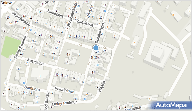 Gniew, Plac Grunwaldzki, 28/29a, mapa Gniew