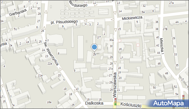 Gniezno, Plac Piłsudskiego Józefa, marsz., 2b, mapa Gniezna