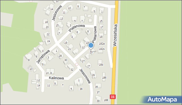 Gniezno, Platanowa, 23, mapa Gniezna