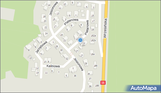 Gniezno, Platanowa, 25, mapa Gniezna