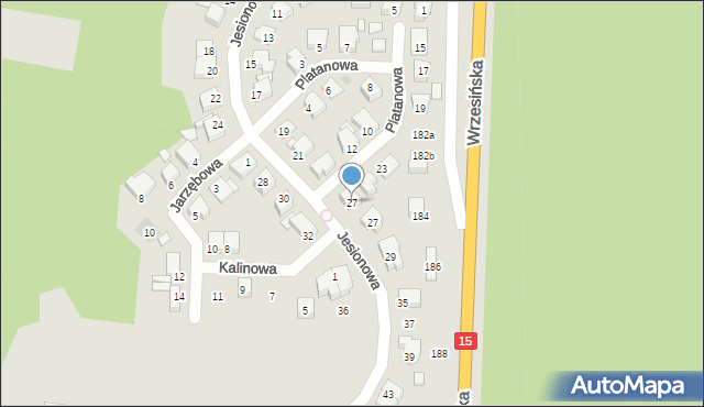 Gniezno, Platanowa, 27, mapa Gniezna