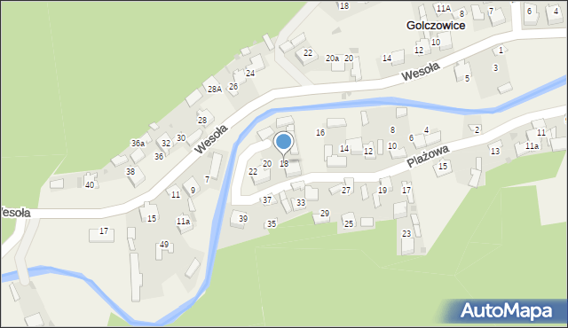 Golczowice, Plażowa, 18, mapa Golczowice