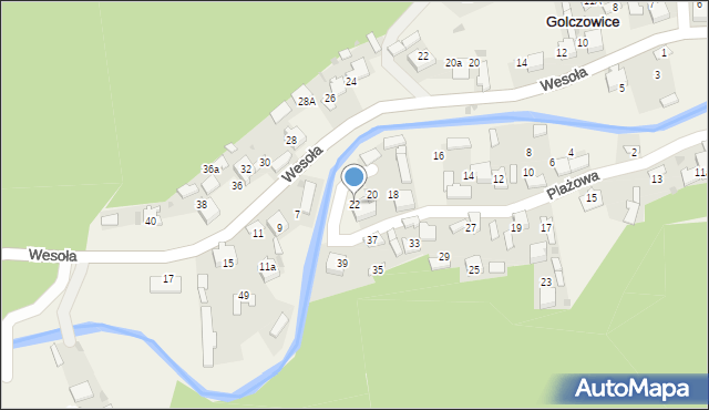 Golczowice, Plażowa, 22, mapa Golczowice