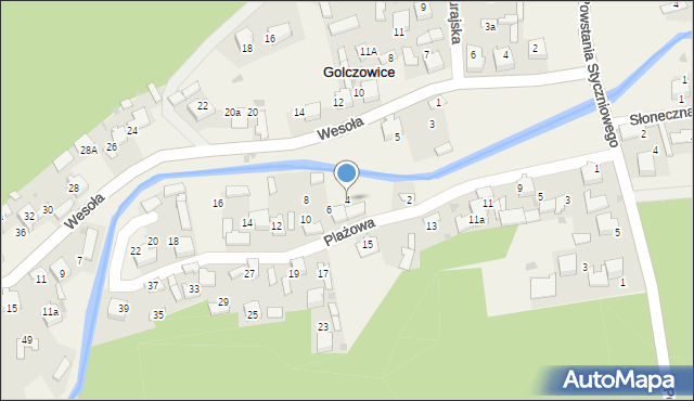 Golczowice, Plażowa, 4, mapa Golczowice