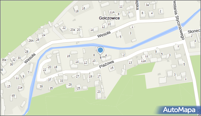 Golczowice, Plażowa, 6, mapa Golczowice