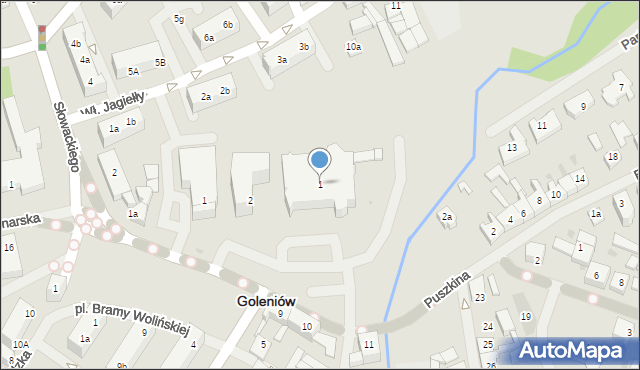 Goleniów, Plac Lotników, 1, mapa Goleniów