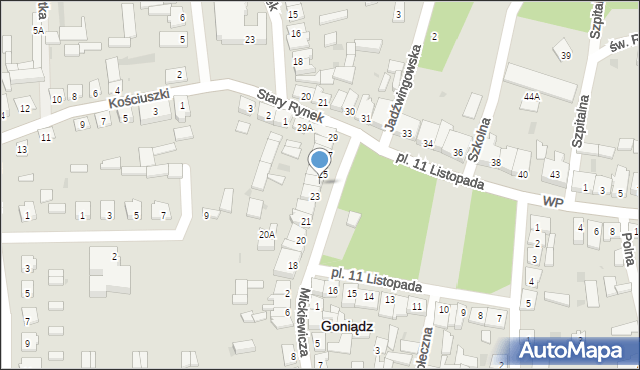 Goniądz, Plac 11 Listopada, 24, mapa Goniądz