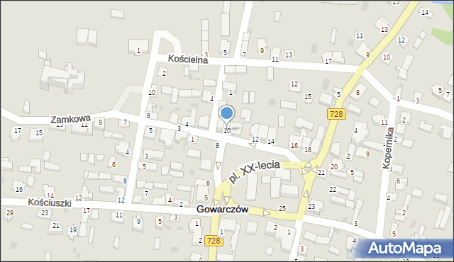 Gowarczów, Plac XX-lecia, 10, mapa Gowarczów