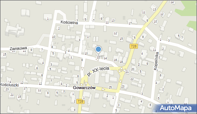 Gowarczów, Plac XX-lecia, 12, mapa Gowarczów