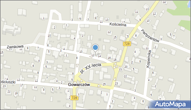 Gowarczów, Plac XX-lecia, 13, mapa Gowarczów