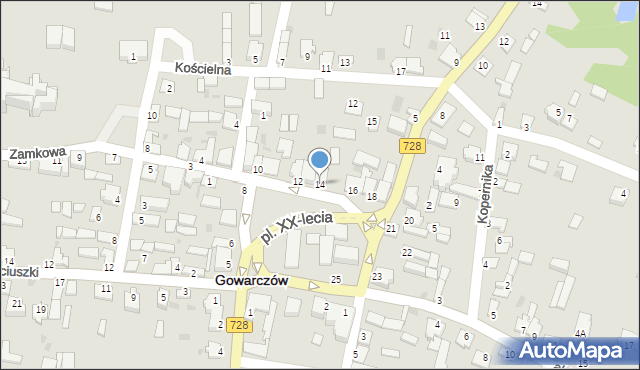 Gowarczów, Plac XX-lecia, 14, mapa Gowarczów