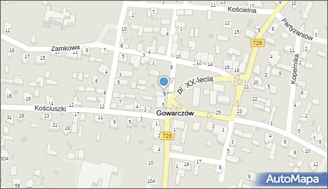 Gowarczów, Plac XX-lecia, 6, mapa Gowarczów