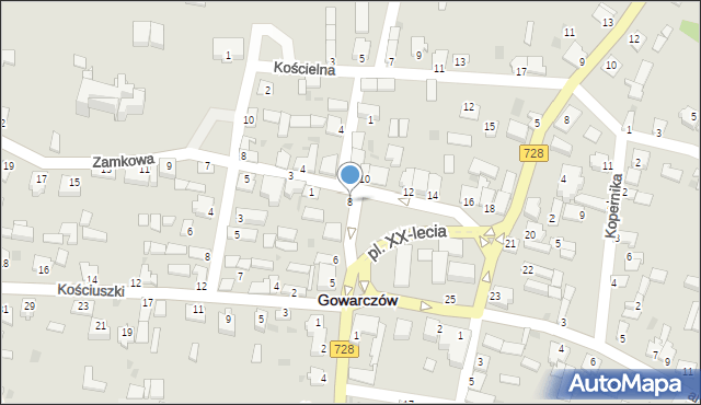 Gowarczów, Plac XX-lecia, 8, mapa Gowarczów