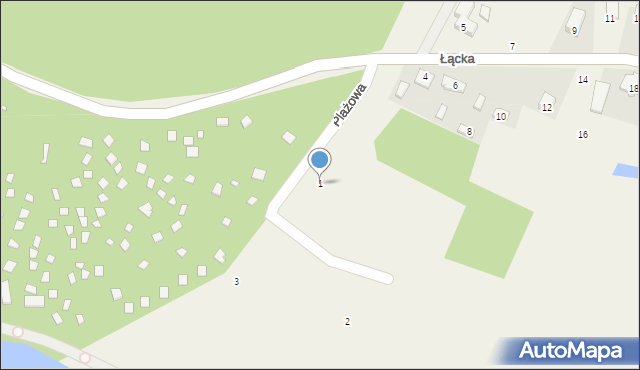 Grabina, Plażowa, 1, mapa Grabina