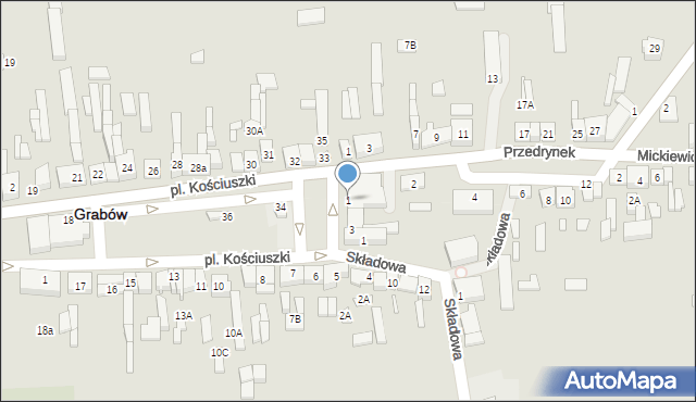 Grabów, Plac Kościuszki Tadeusza, gen., 1, mapa Grabów
