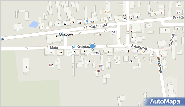 Grabów, Plac Kościuszki Tadeusza, gen., 11, mapa Grabów