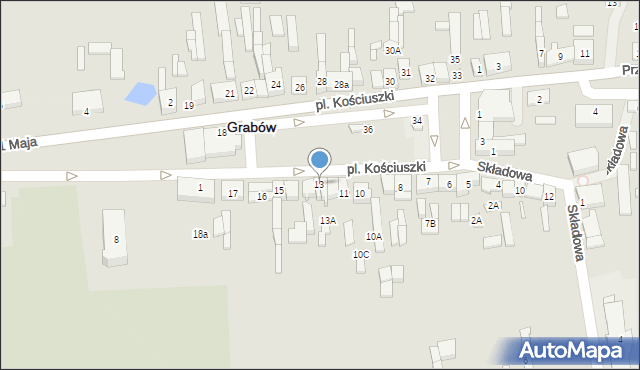 Grabów, Plac Kościuszki Tadeusza, gen., 13, mapa Grabów