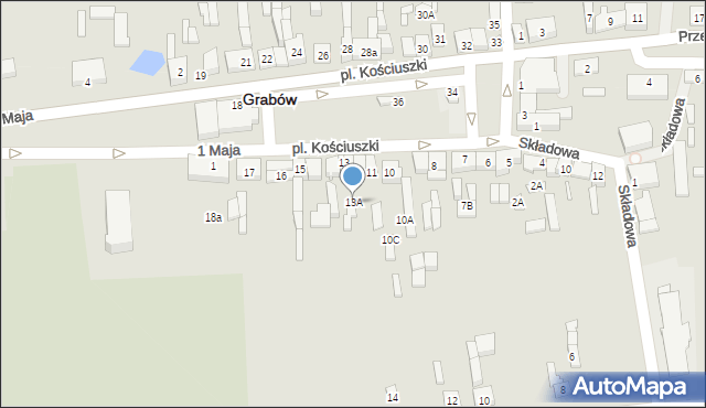 Grabów, Plac Kościuszki Tadeusza, gen., 13A, mapa Grabów