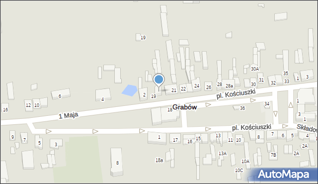 Grabów, Plac Kościuszki Tadeusza, gen., 20, mapa Grabów