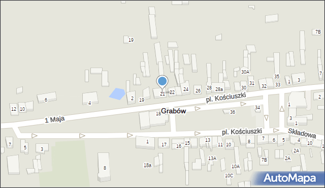 Grabów, Plac Kościuszki Tadeusza, gen., 21, mapa Grabów