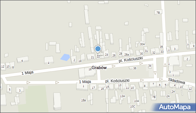 Grabów, Plac Kościuszki Tadeusza, gen., 22, mapa Grabów