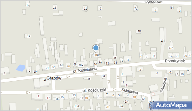 Grabów, Plac Kościuszki Tadeusza, gen., 30A, mapa Grabów