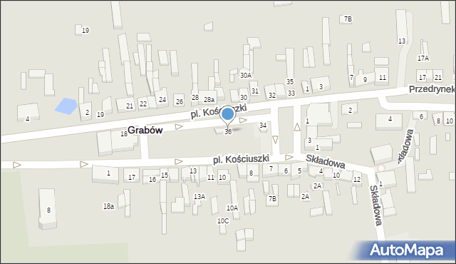Grabów, Plac Kościuszki Tadeusza, gen., 36, mapa Grabów