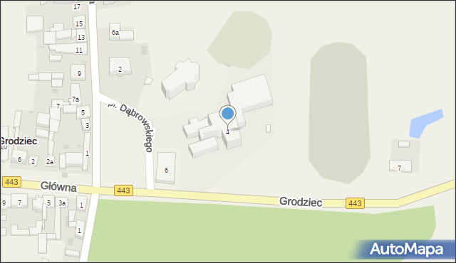 Grodziec, Plac Dąbrowskiego Bronisława, ks. abp., 4, mapa Grodziec