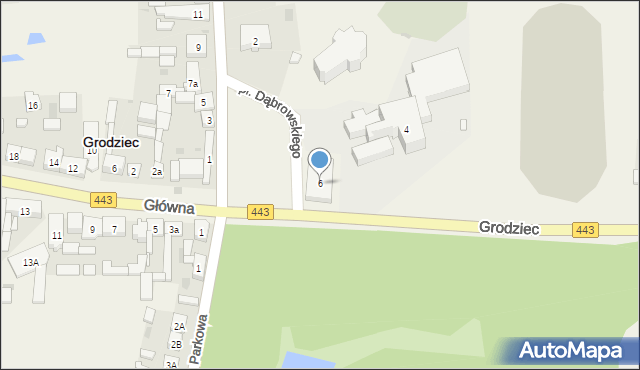 Grodziec, Plac Dąbrowskiego Bronisława, ks. abp., 6, mapa Grodziec