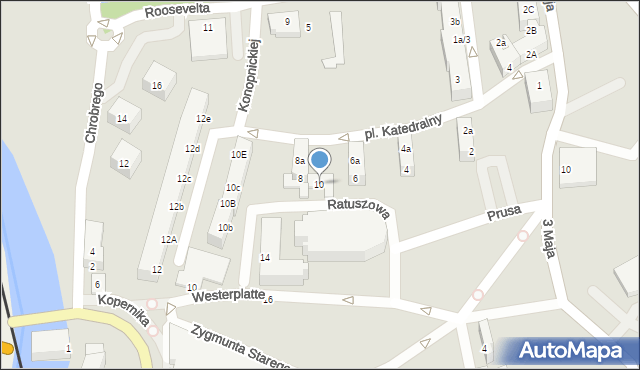 Gubin, Plac Katedralny, 10, mapa Gubin