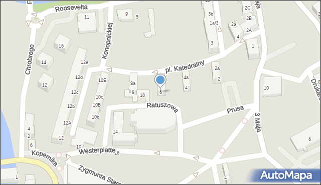 Gubin, Plac Katedralny, 6, mapa Gubin