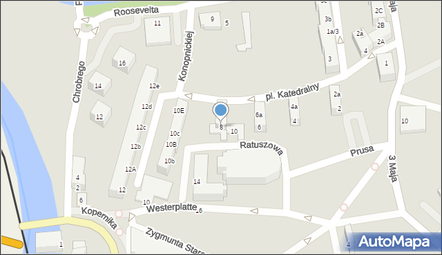 Gubin, Plac Katedralny, 8, mapa Gubin