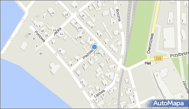 Hel, Plażowa, 1, mapa Hel