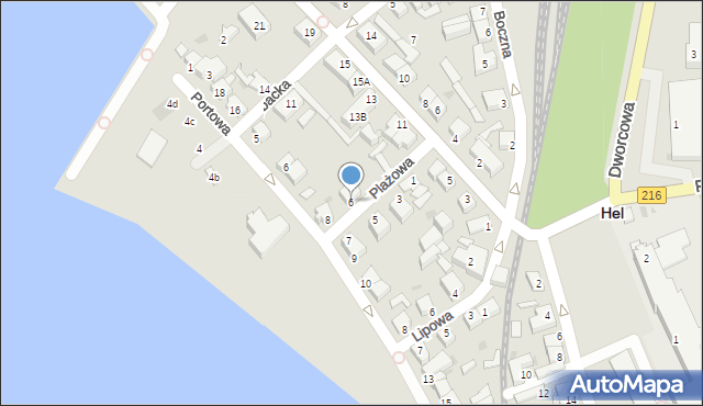 Hel, Plażowa, 6, mapa Hel