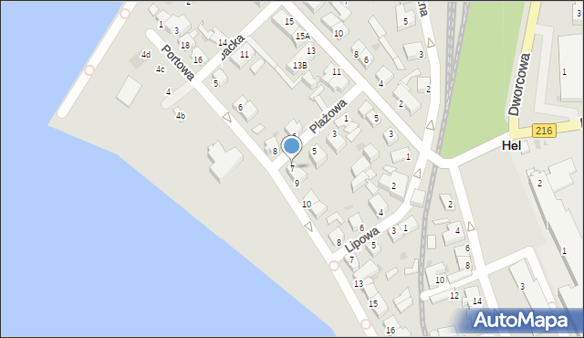 Hel, Plażowa, 7, mapa Hel