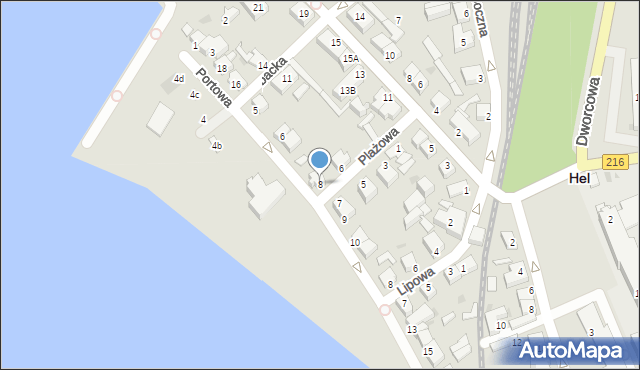 Hel, Plażowa, 8, mapa Hel