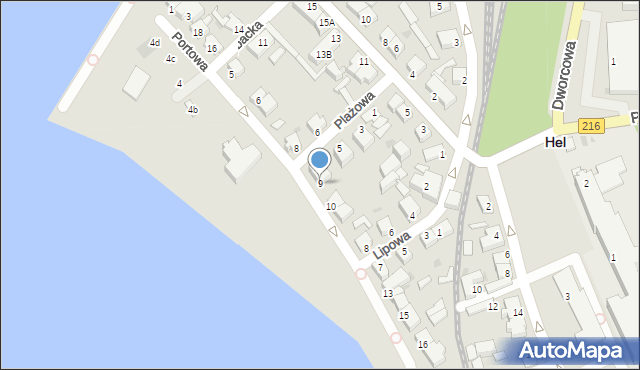 Hel, Plażowa, 9, mapa Hel