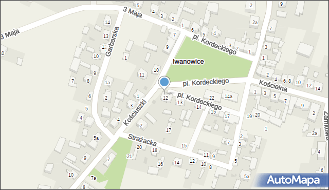 Iwanowice, Plac Kordeckiego Augustyna, ks., 12a, mapa Iwanowice