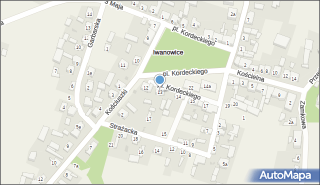 Iwanowice, Plac Kordeckiego Augustyna, ks., 13, mapa Iwanowice