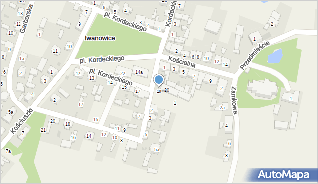 Iwanowice, Plac Kordeckiego Augustyna, ks., 19, mapa Iwanowice