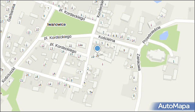 Iwanowice, Plac Kordeckiego Augustyna, ks., 20, mapa Iwanowice