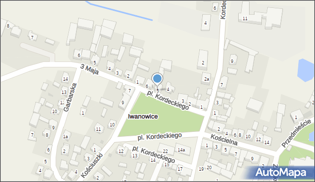 Iwanowice, Plac Kordeckiego Augustyna, ks., 5, mapa Iwanowice