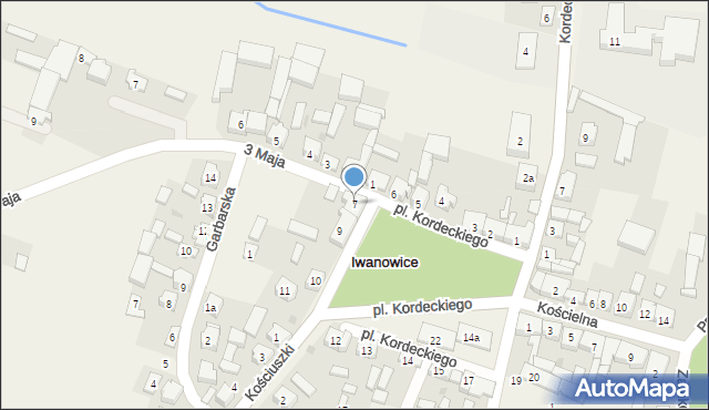 Iwanowice, Plac Kordeckiego Augustyna, ks., 7, mapa Iwanowice